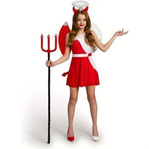 Devil Costume For Kids, Child Angel And Devil Dress With Wings Headband